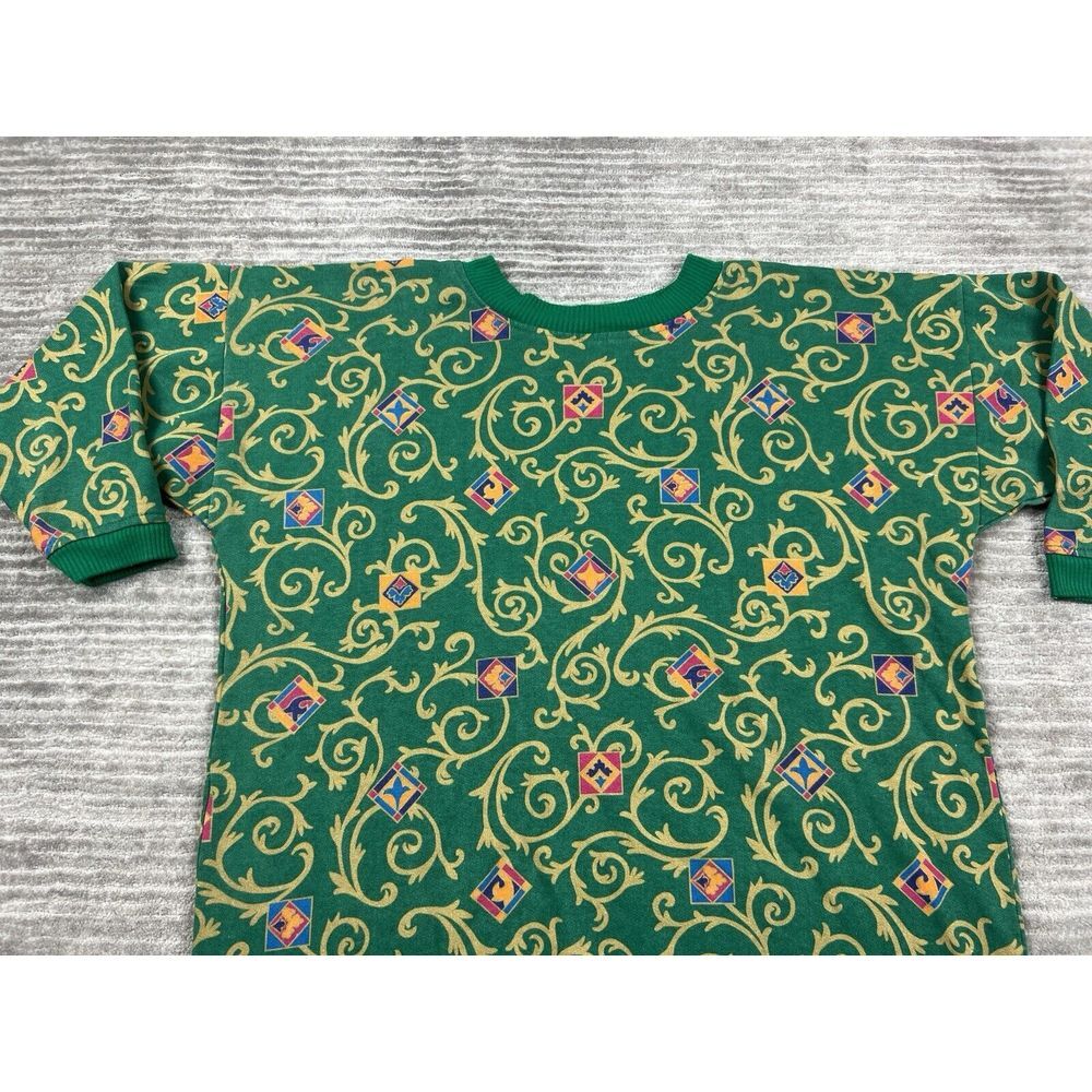 Vintage Dandelion Sweater Womens Small Green Grandmacore‎ Longsleeve Casual - Picture 2 of 13
